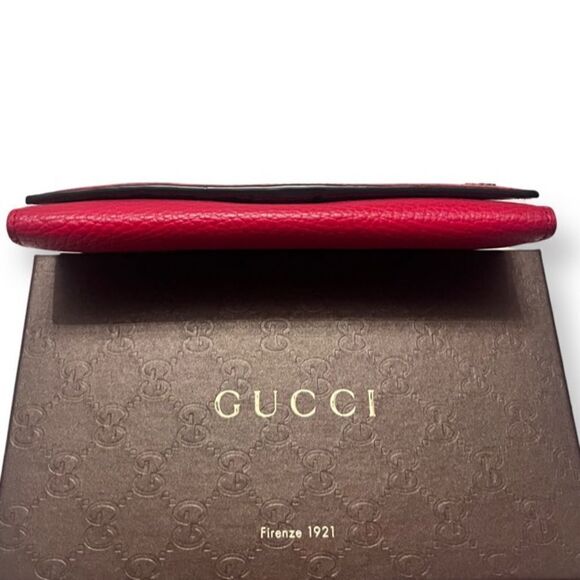 NEW Gucci Red Interlocking GG Pebbled Leather Long Continental Wallet - Picture 14 of 15